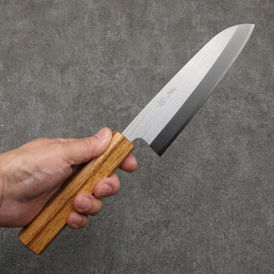 Seisuke SRS13 Vertically Brushed Santoku  165mm Oak Handle - Japanny - Best Japanese Knife