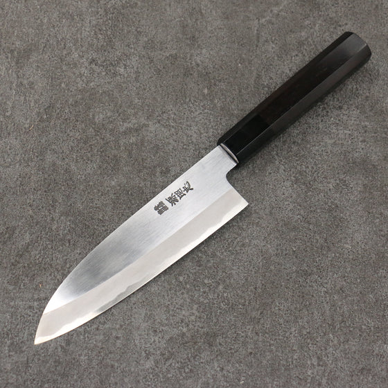 Minamoto Akitada White Steel No.2 Kasumitogi Santoku  180mm Ebony Wood Handle - Japanny - Best Japanese Knife