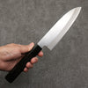 Minamoto Akitada White Steel No.2 Kasumitogi Santoku  180mm Ebony Wood Handle - Japanny - Best Japanese Knife