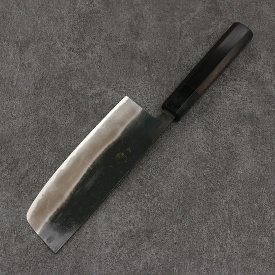 Minamoto Akitada White Steel No.2 Black Finished Nakiri  165mm Ebony Wood Handle - Japanny - Best Japanese Knife