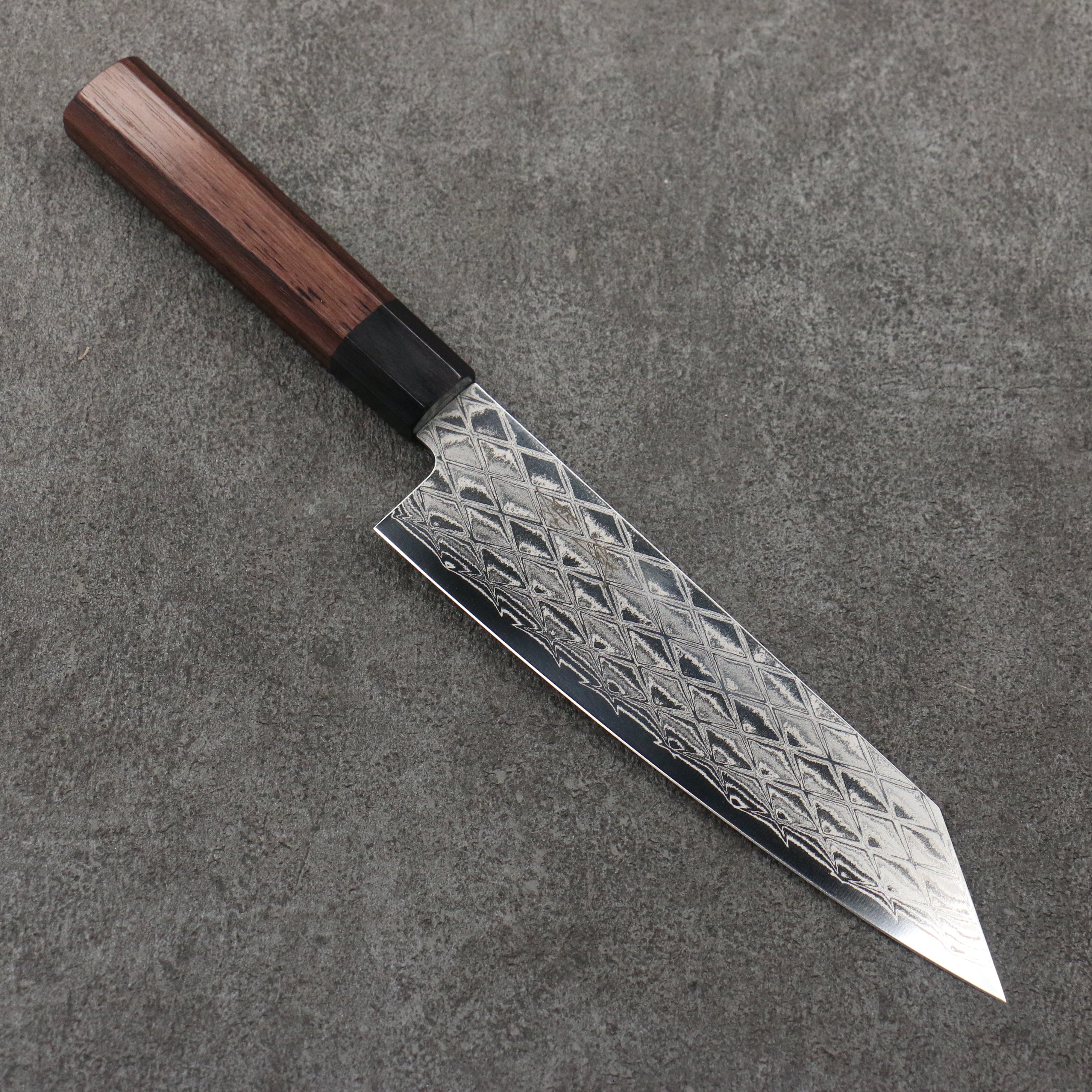 Seisuke AUS10 Mirror Crossed Kiritsuke Santoku 180mm Rosewood (Ferrule: Black Pakka Wood) Handle - Japanny - Best Japanese Knife