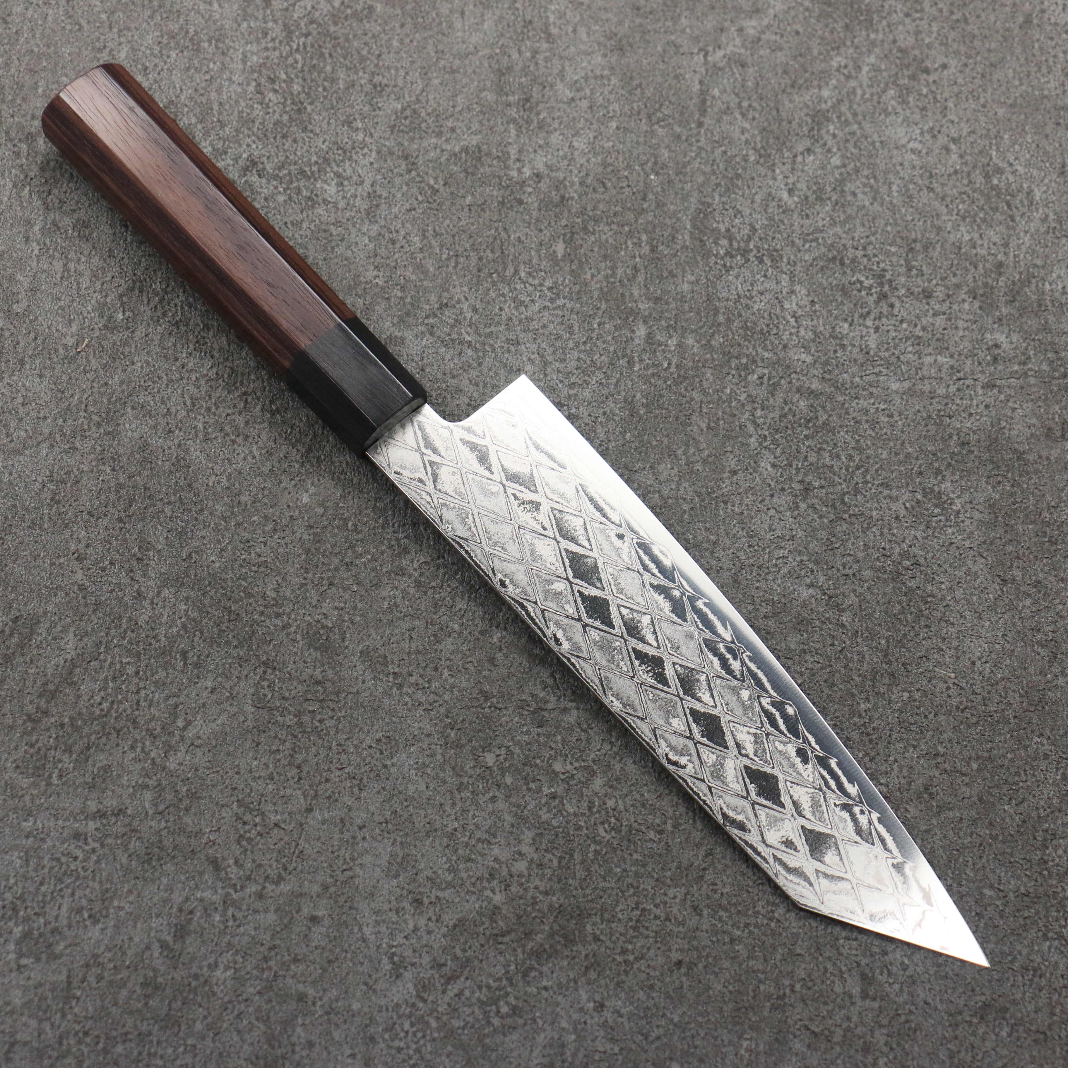 Seisuke AUS10 Mirror Crossed Kiritsuke Santoku 180mm Rosewood (Ferrule: Black Pakka Wood) Handle - Japanny - Best Japanese Knife