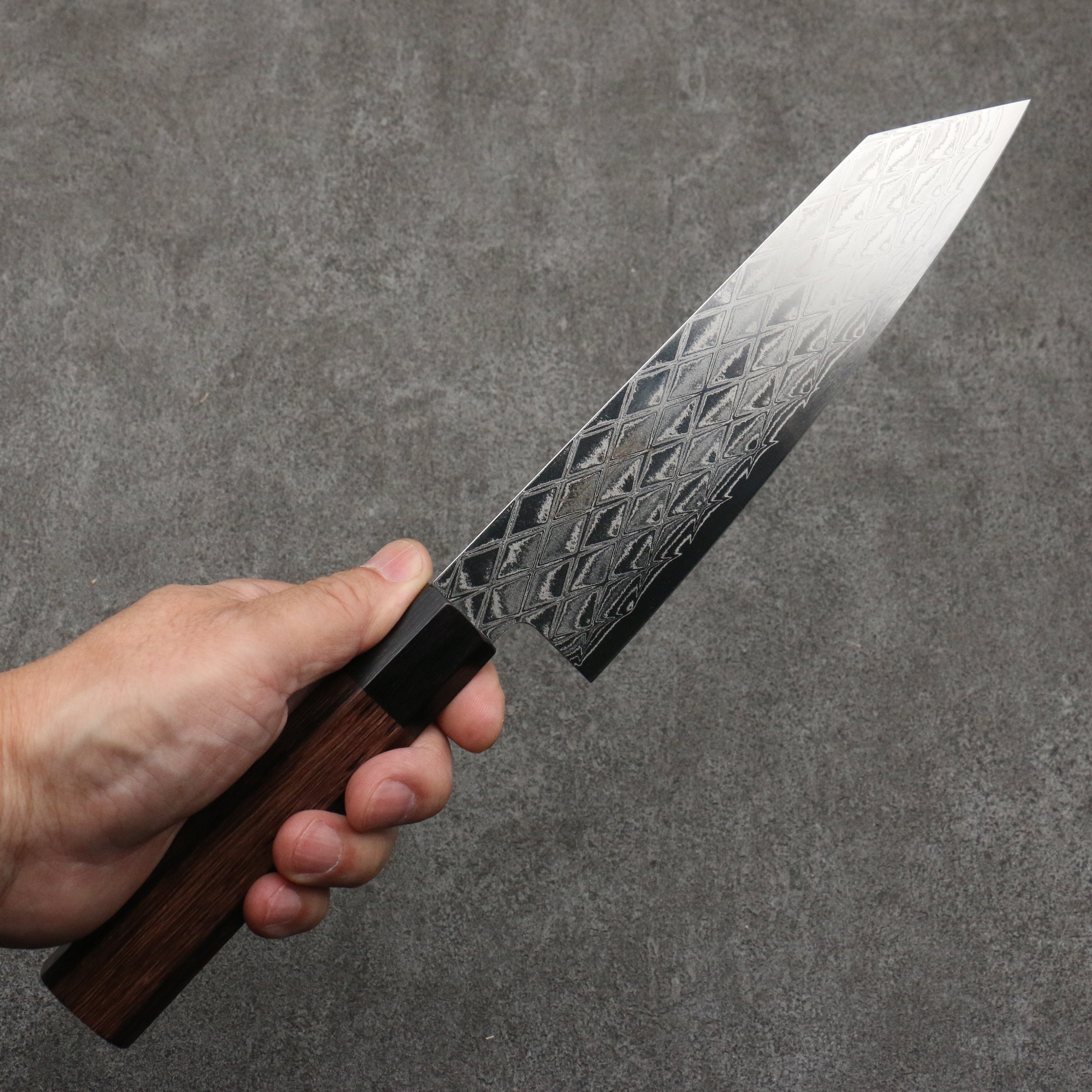 Seisuke AUS10 Mirror Crossed Kiritsuke Santoku 180mm Rosewood (Ferrule: Black Pakka Wood) Handle - Japanny - Best Japanese Knife