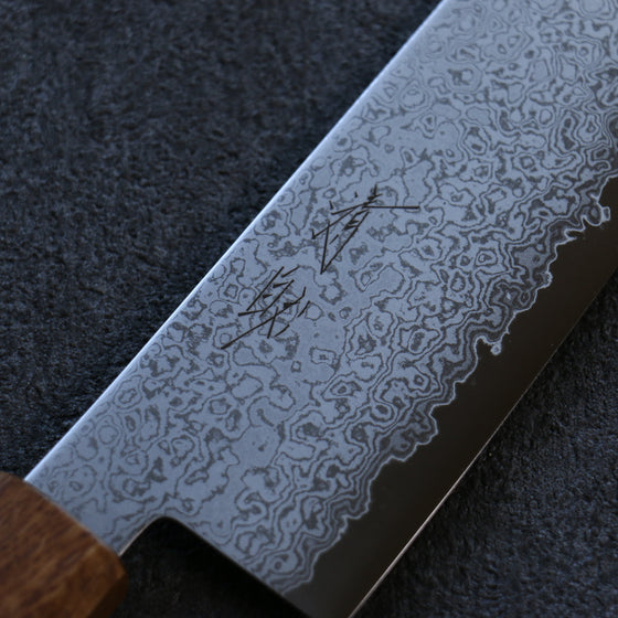 Seisuke VG10 Damascus Santoku 180mm Burnt Oak Handle - Japanny - Best Japanese Knife