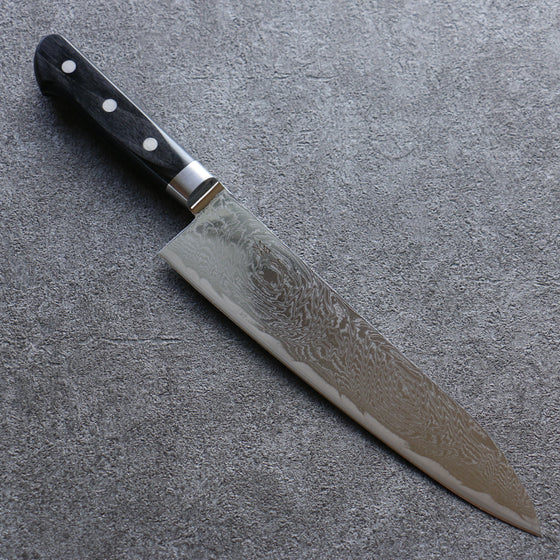 Seisuke Nami AUS10 Mirrored Finish Damascus Gyuto 210mm Black Pakka wood Handle - Japanny - Best Japanese Knife