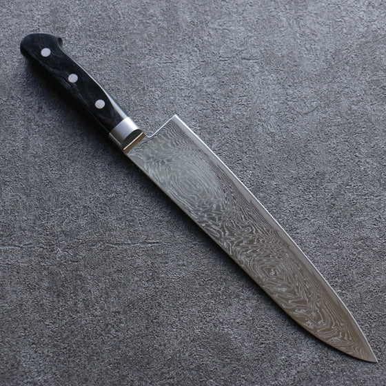 Seisuke Nami AUS10 Mirrored Finish Damascus Gyuto 210mm Black Pakka wood Handle - Japanny - Best Japanese Knife