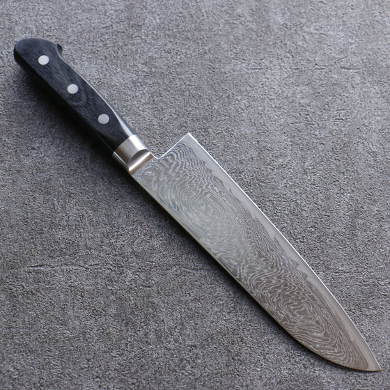 Seisuke Nami AUS10 Mirrored Finish Damascus Santoku  180mm Black Pakka wood Handle - Japanny - Best Japanese Knife