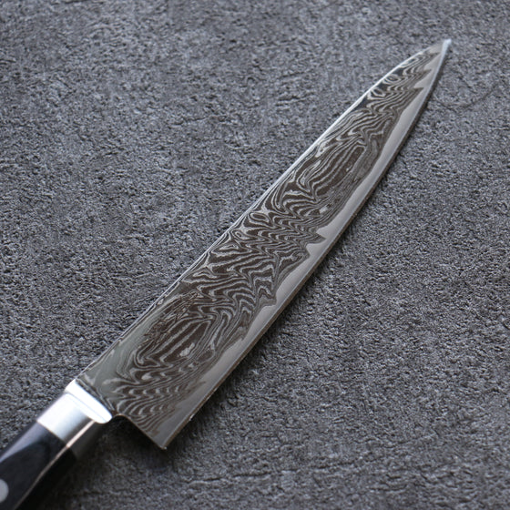 Seisuke Nami AUS10 Mirrored Finish Damascus Petty-Utility 135mm Black Pakka wood Handle - Japanny - Best Japanese Knife