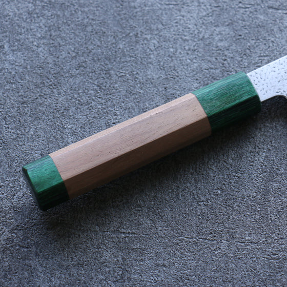 Seisuke Blue Super Hammered Bunka 165mm Walnut(With Double Green Pakka wood) Handle - Japanny - Best Japanese Knife