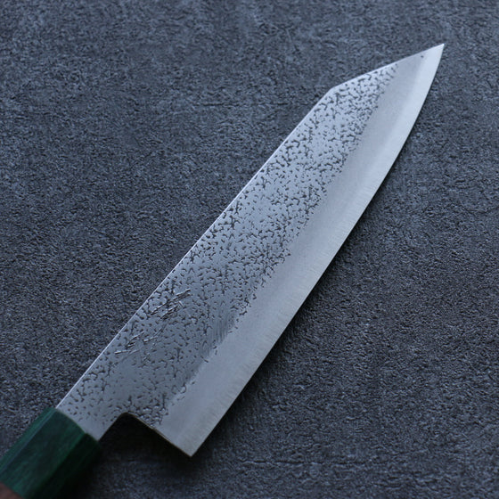 Seisuke Blue Super Hammered Bunka 185mm Walnut(With Double Green Pakka wood) Handle - Japanny - Best Japanese Knife