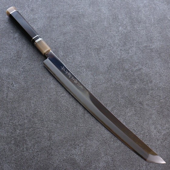 Sakai Takayuki Zangetsu Silver Steel No.3 Mirrored Finish Sakimaru Yanagiba 330mm Ebony Wood Handle with Sheath - Japanny - Best Japanese Knife