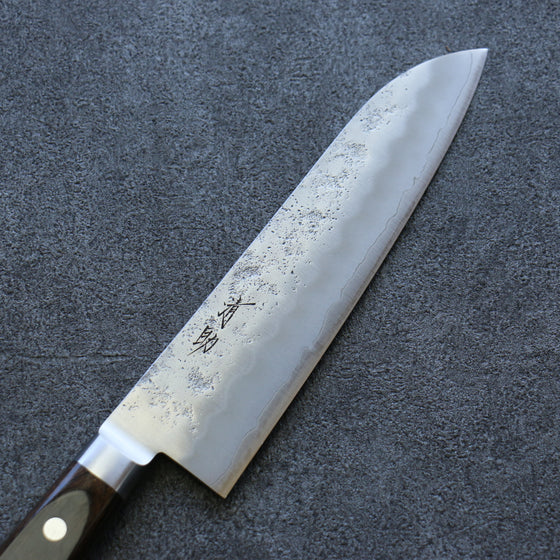 Seisuke Silver Steel No.3 Nashiji Santoku 180mm Brown Pakka wood Handle - Japanny - Best Japanese Knife