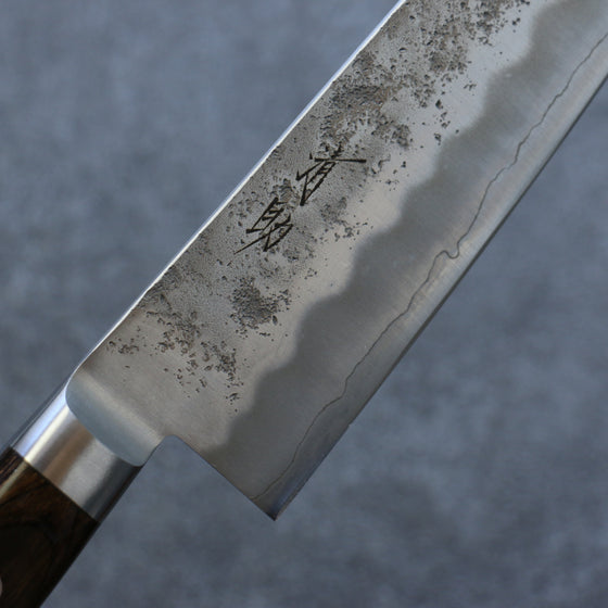 Seisuke Silver Steel No.3 Nashiji Santoku 180mm Brown Pakka wood Handle - Japanny - Best Japanese Knife