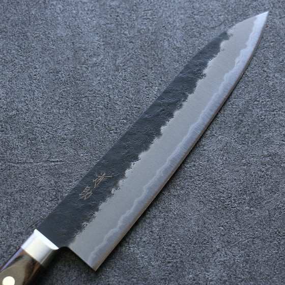 Seisuke Blue Super Black Gyuto 210mm Brown Pakka wood Handle - Japanny - Best Japanese Knife