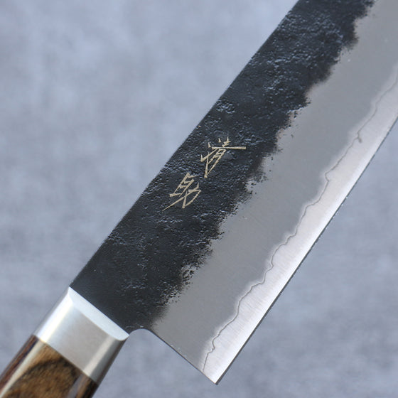 Seisuke Blue Super Black Gyuto 210mm Brown Pakka wood Handle - Japanny - Best Japanese Knife