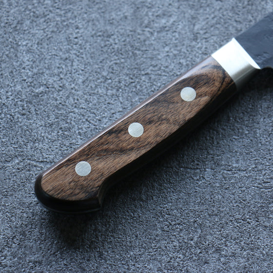 Seisuke Blue Super Black Nakiri 165mm Brown Pakka wood Handle - Japanny - Best Japanese Knife