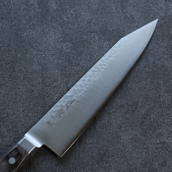 Seisuke SG2 Hammered Gyuto 210mm Gray Pakka wood Handle - Japanny - Best Japanese Knife