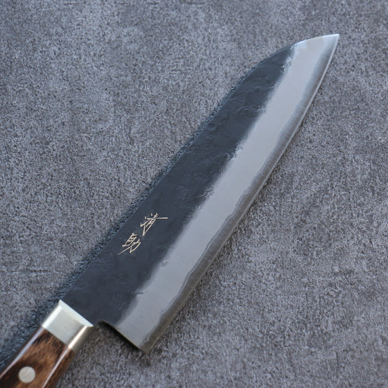 Seisuke Blue Super Black Santoku 180mm Brown Pakka wood Handle - Japanny - Best Japanese Knife