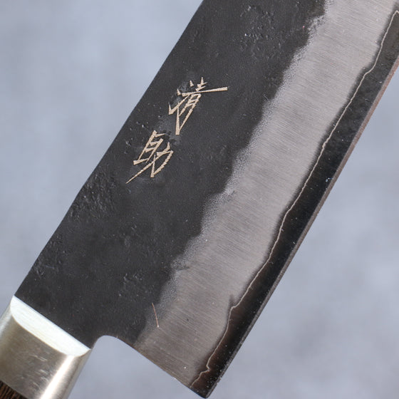 Seisuke Blue Super Black Santoku 180mm Brown Pakka wood Handle - Japanny - Best Japanese Knife