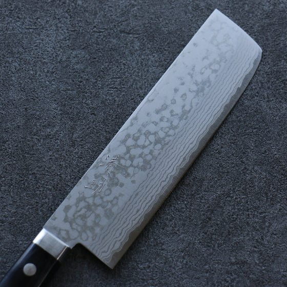 Seisuke VG10 Damascus Nakiri 165mm Black Pakka wood Handle - Japanny - Best Japanese Knife