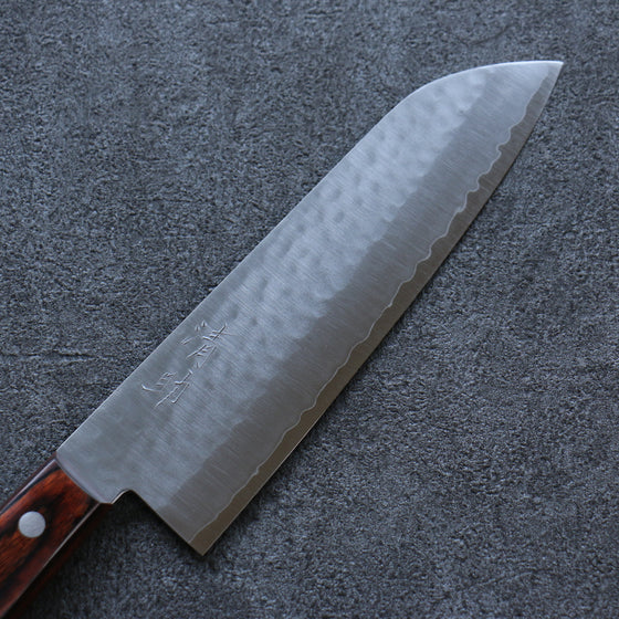 Seisuke VG1 Hammered Santoku 165mm Mahogany Handle - Japanny - Best Japanese Knife