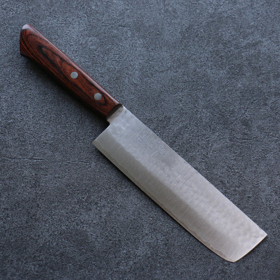 Seisuke VG1 Hammered Nakiri 165mm Mahogany Handle - Japanny - Best Japanese Knife