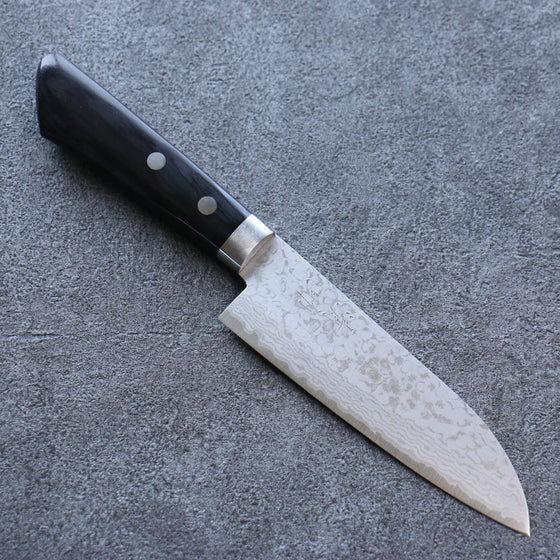 Seisuke VG10 Damascus Small Santoku 135mm Black Pakka wood Handle - Japanny - Best Japanese Knife