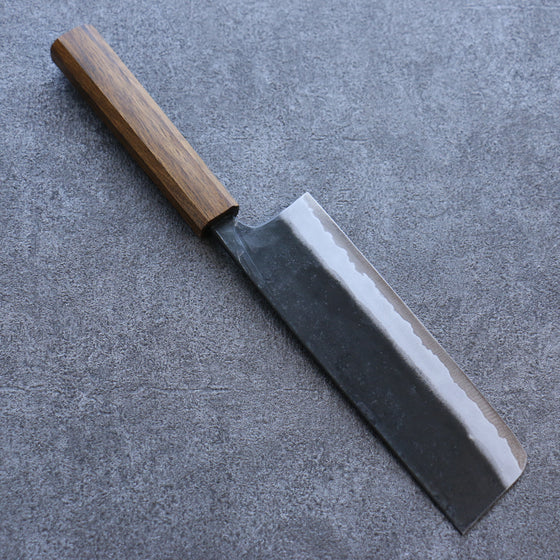 Kyohei Shindo Blue Steel Black Finished Nakiri 170mm Live oak Lacquered Handle - Japanny - Best Japanese Knife