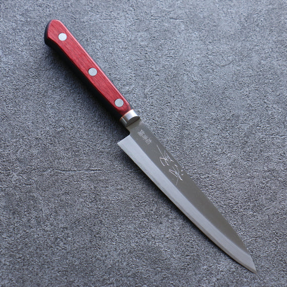 Seisuke Blue Super Migaki Finished Petty-Utility 145mm Red and Black Pakka wood Handle - Japanny - Best Japanese Knife