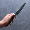 Seisuke Blue Super Migaki Finished Small Santoku 140mm Red and Black Pakka wood Handle - Japanny - Best Japanese Knife