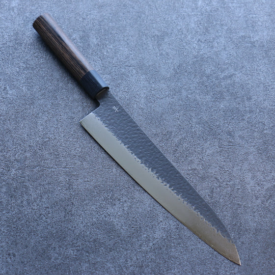 Shizu Gen VG10 Hammered Black Finished Gyuto 240mm Brown Pakka wood Handle - Japanny - Best Japanese Knife