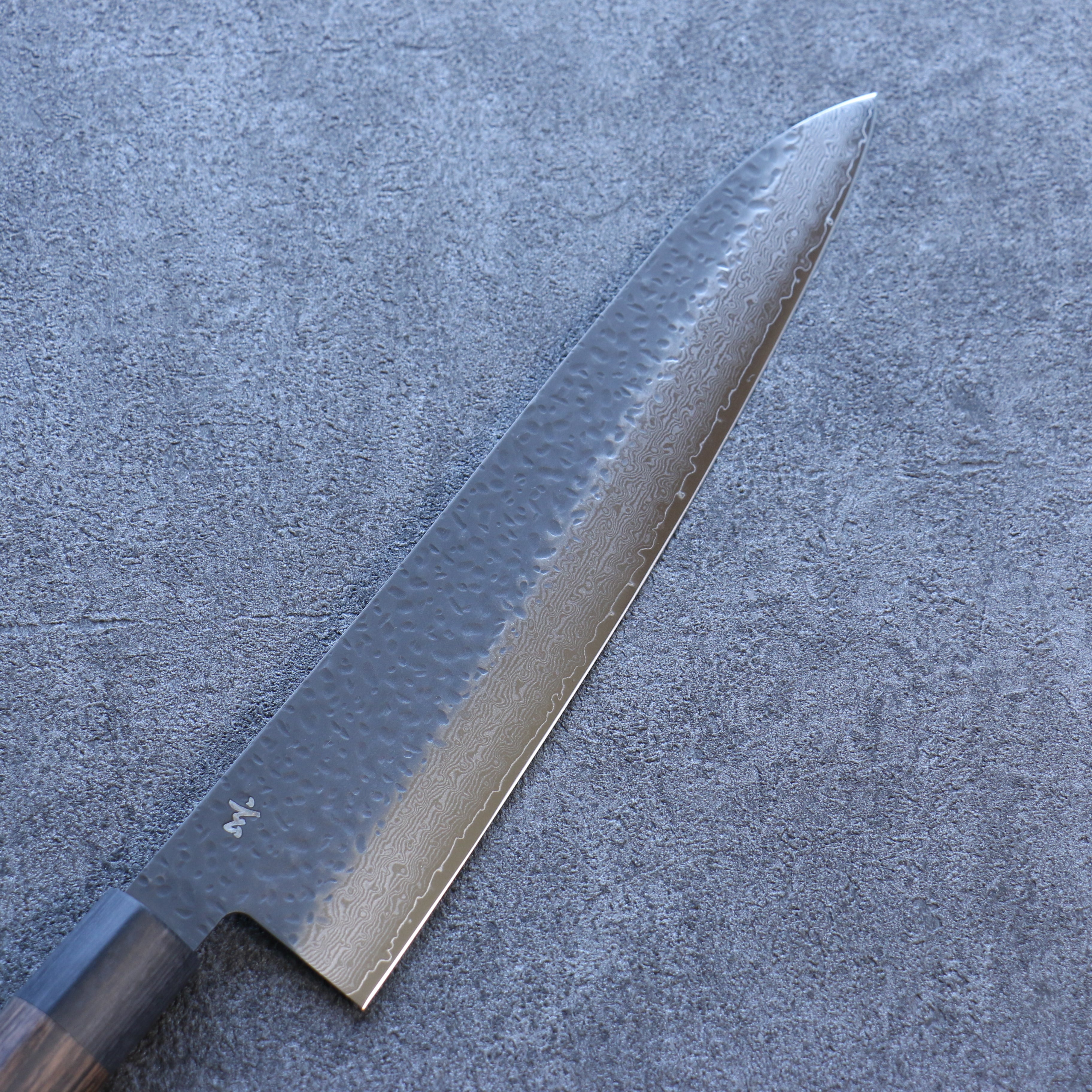 Shizu Gen VG10 Hammered Black Finished Gyuto 240mm Brown Pakka wood Handle - Japanny - Best Japanese Knife