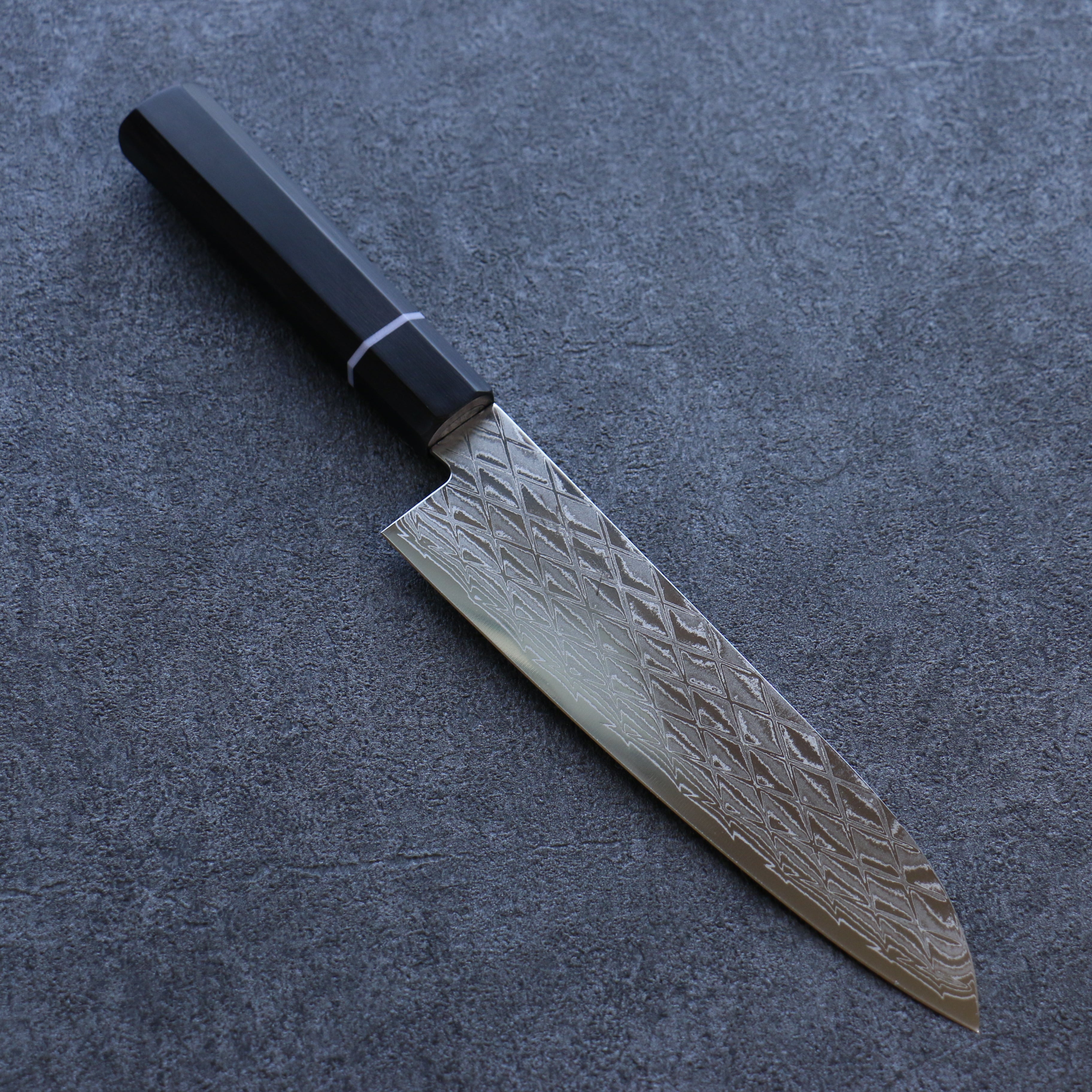Seisuke AUS10 Mirror Crossed Santoku  180mm Black Pakka wood Handle - Japanny - Best Japanese Knife