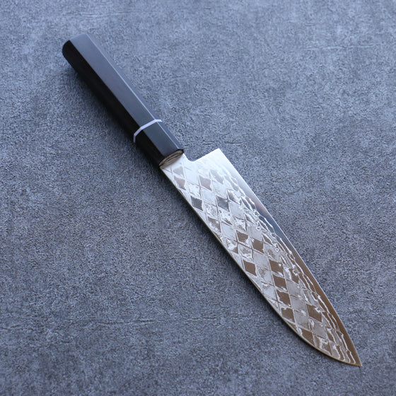 Seisuke AUS10 Mirror Crossed Santoku  180mm Black Pakka wood Handle - Japanny - Best Japanese Knife