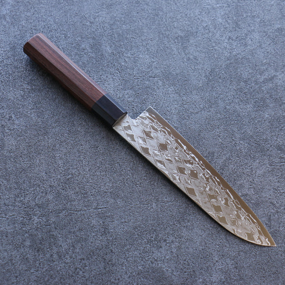 Seisuke AUS10 Mirror Crossed Santoku 180mm Brown Pakka wood Handle - Japanny - Best Japanese Knife