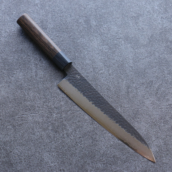 Shizu Gen VG10 Hammered Black Finished Gyuto 210mm Brown Pakka wood Handle - Japanny - Best Japanese Knife