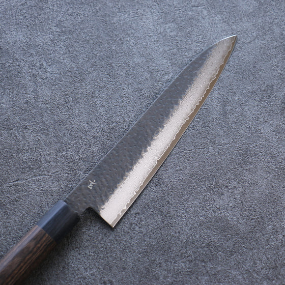 Shizu Gen VG10 Hammered Black Finished Gyuto 210mm Brown Pakka wood Handle - Japanny - Best Japanese Knife