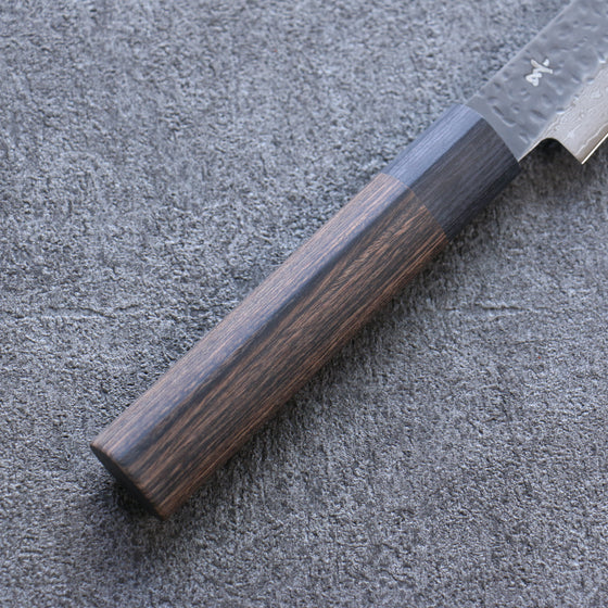 Shizu Gen VG10 Hammered Black Finished Petty-Utility 130mm Brown Pakka wood Handle - Japanny - Best Japanese Knife