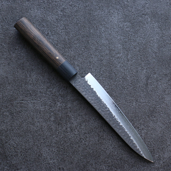 Shizu Gen VG10 Hammered Black Finished Petty-Utility 160mm Brown Pakka wood Handle - Japanny - Best Japanese Knife