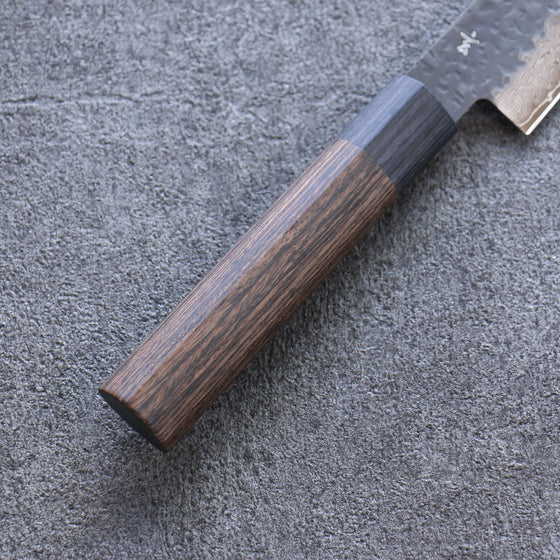 Shizu Gen VG10 Hammered Black Finished Petty-Utility 160mm Brown Pakka wood Handle - Japanny - Best Japanese Knife