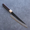 Seisuke Shitan Blue Super Hammered Kurouchi Gyuto 210mm Shitan Handle - Japanny - Best Japanese Knife