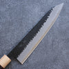 Seisuke Shitan Blue Super Hammered Kurouchi Gyuto 210mm Shitan Handle - Japanny - Best Japanese Knife