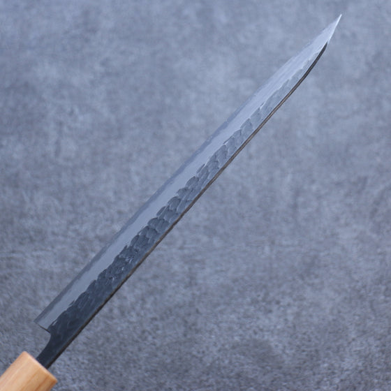 Seisuke Shitan Blue Super Hammered Kurouchi Gyuto 210mm Shitan Handle - Japanny - Best Japanese Knife