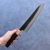 Seisuke Shitan Blue Super Hammered Kurouchi Gyuto 210mm Shitan Handle - Japanny - Best Japanese Knife