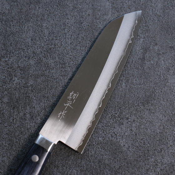 Kunihira VG1 Migaki Finished Santoku 170mm Navy blue Pakka wood Handle - Japanny - Best Japanese Knife