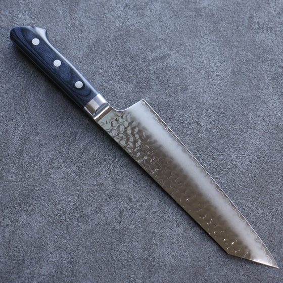 Seisuke Aotsuchi AUS10 Hammered Kiritsuke Santoku 195mm Navy blue Pakka wood Handle - Japanny - Best Japanese Knife