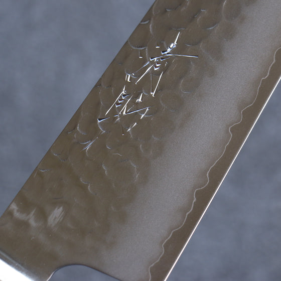 Seisuke Aotsuchi AUS10 Hammered Kiritsuke Santoku 195mm Navy blue Pakka wood Handle - Japanny - Best Japanese Knife