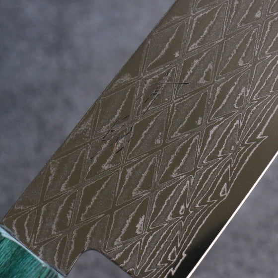 Seisuke AUS10 Mirror Crossed Santoku 180mm Shitan (ferrule: Green Pakka wood) Handle - Japanny - Best Japanese Knife