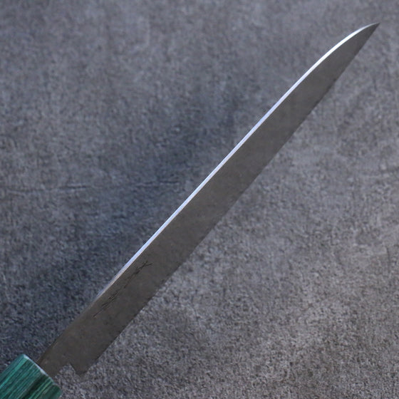 Seisuke AUS10 Mirror Crossed Santoku 180mm Shitan (ferrule: Green Pakka wood) Handle - Japanny - Best Japanese Knife