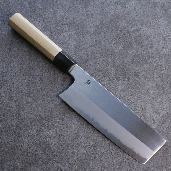 Kikuzuki White Steel No.2 Kasumitogi Nakiri 180mm Magnolia Handle - Japanny - Best Japanese Knife